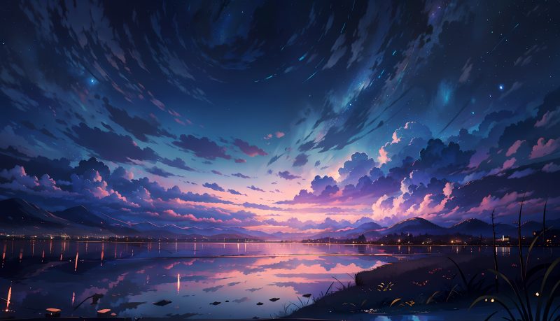 Wallpaper Anime Landscape, Clouds, Ai Art, Horizon, Mountains ...